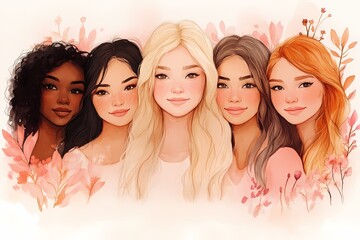 Celebrating Sisterhood: International Women's Day Watercolor Illustration