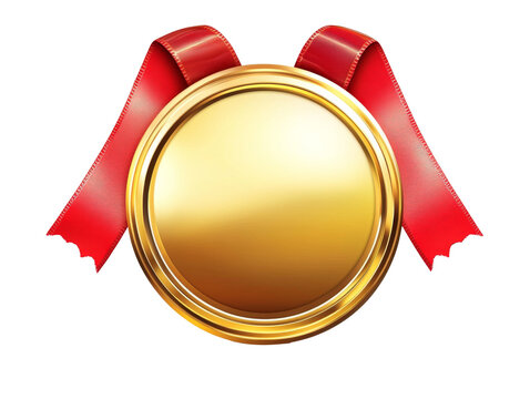 Medal with red ribbon ready for award ceremony