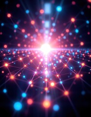 Fototapeta premium abstract technology background with glowing lights and dots