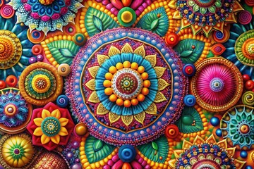 Vibrant Geometric Abstract Art: Colorful Rhapsody of Harmonious Shapes and Patterns
