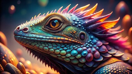 Obraz premium Vibrant Macro Close-up of a Coloring Book Style Animal - Detailed Textures and Patterns