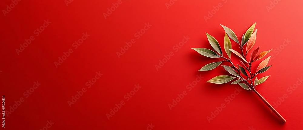 Poster striking red backdrop showcasing elegant chinese calligraphic brushstrokes creating a harmonious and