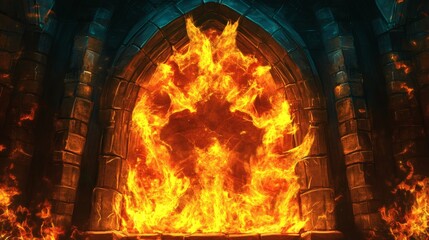 Obraz premium Abstract fire flame in the fireplace, texture for background