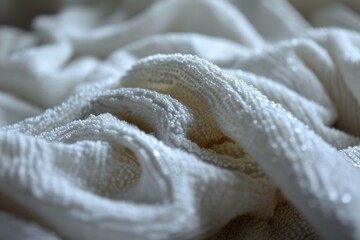 Wringing Out White Cotton Towel - Hygiene and Housework Concept