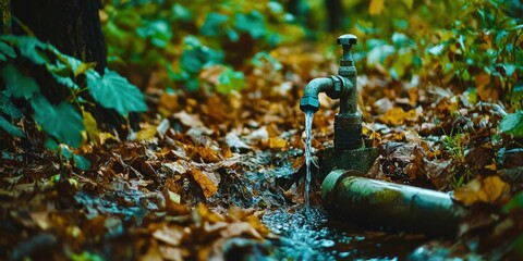 Pipe with water coming out of it