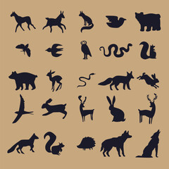 wild animal design element collection