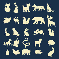 wild animal design element collection