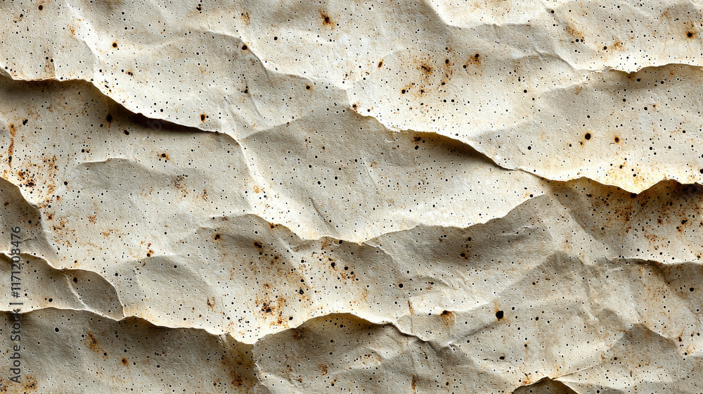 Aufkleber crumpled textured paper with natural grain and rustic appearance, featuring subtle speckles and warm
