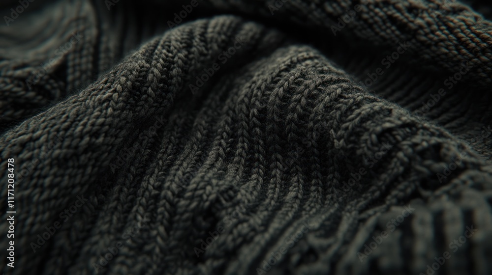 Poster A close-up of dark knitted fabric displaying texture and pattern.