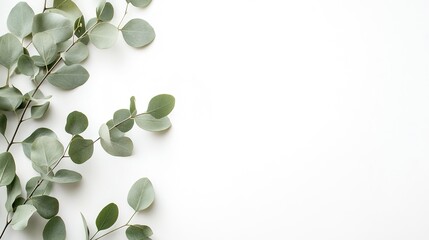 Eucalyptus leaves on a white background