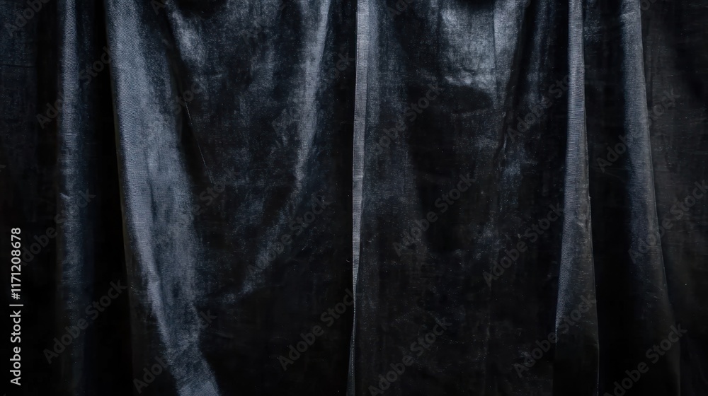 Poster a close-up of dark, textured curtains creating a dramatic backdrop.