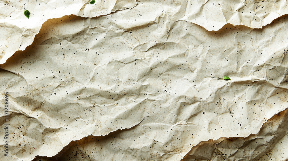 Aufkleber crumpled textured paper background with natural elements, ideal for eco friendly designs. subtle gra