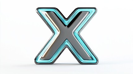 Obraz premium Stylized Metallic 3D Letter X with Geometric Design