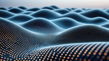 Abstract digital landscape of illuminated waves