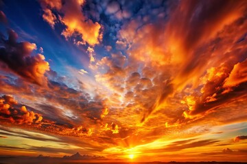 Obraz premium Vibrant Sunset Sky Drawings: Rule of Thirds Composition