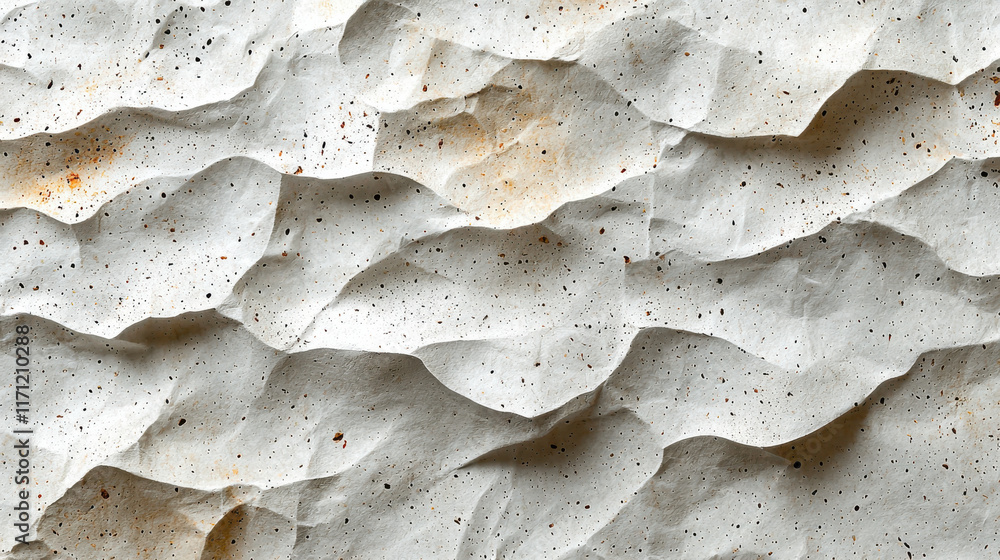 Poster Crumpled textured paper with natural grain, showcasing unique pattern and subtle imperfections. Ideal for backgrounds and creative projects