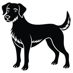 vector black and white dog