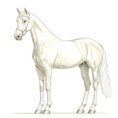 Obraz premium Elegant White Horse: A Captivating Line Art Illustration of Majestic Equine Beauty