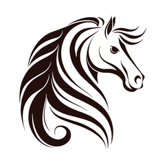 Stylized Horse Head Vector Logo Design.