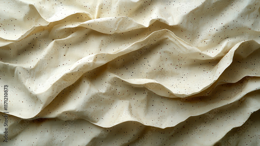 Poster Textured linen paper with wavy, crumpled appearance, featuring subtle speckles. This eco friendly material is perfect for various creative projects and crafts