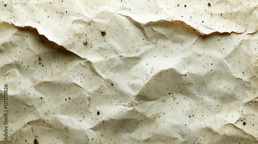 Poster crumpled textured paper background with natural speckles and grain. ideal for eco friendly designs a