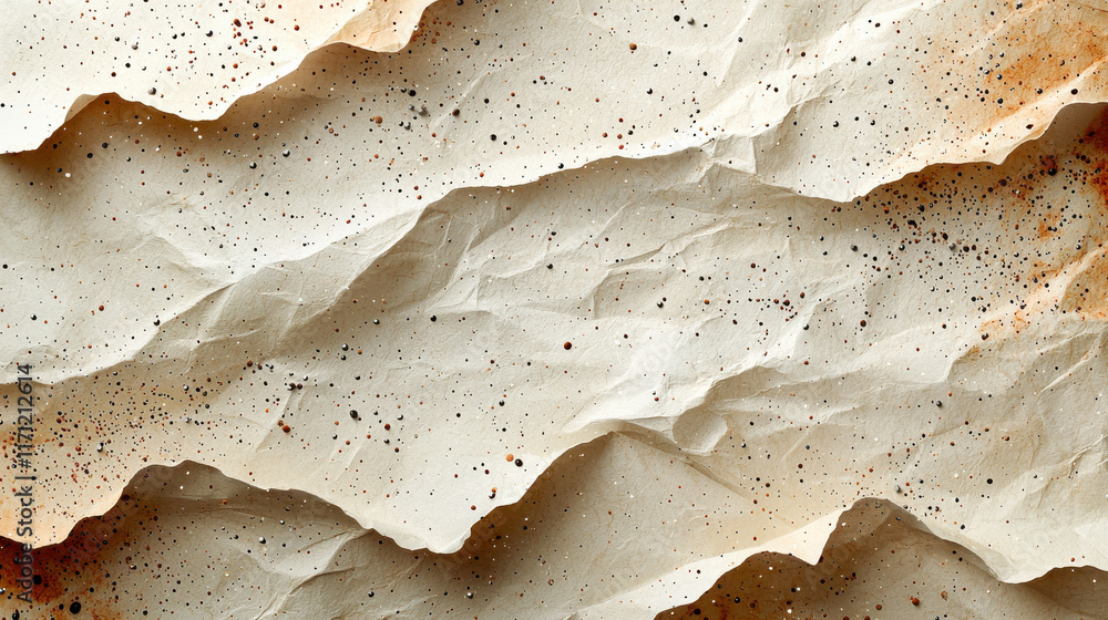 Poster crumpled textured paper with speckles and natural color palette creates organic feel, perfect for ba