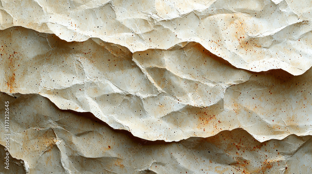 Poster crumpled textured paper background with natural fibers and subtle stains, ideal for eco friendly des