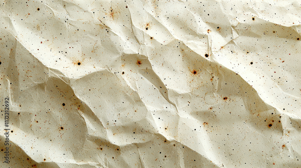 Leinwandbilder crumpled textured paper with speckles and stains, showcasing natural, organic look. ideal for backgr
