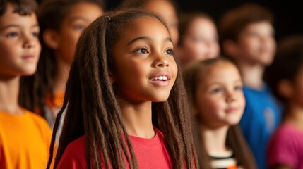 Obraz premium Children Performing at Local Concert with Candid Expressions