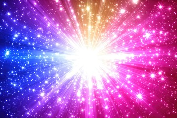 Vibrant cosmic explosion of colorful light and stars