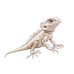 Obraz premium Detailed Illustration of a Lizard: Vintage, Monochrome Drawing of a Reptile on White Background