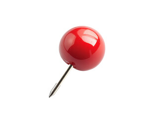 Bright red pushpin on white background