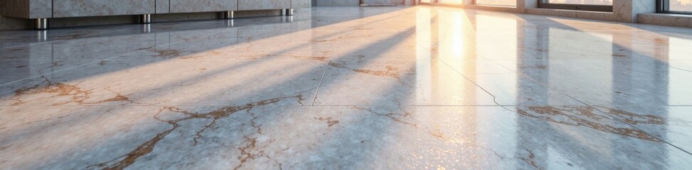 A polished marble surface with subtle reflections of light, luxurious, light, reflection