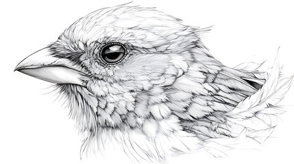Fototapeta premium A bird's head is drawn in black and white