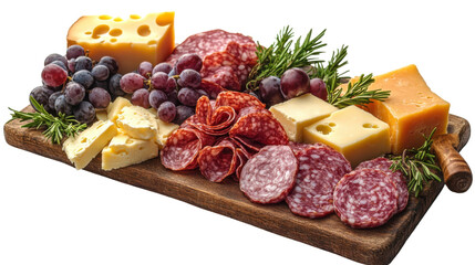 cheese and salami isolated on white background