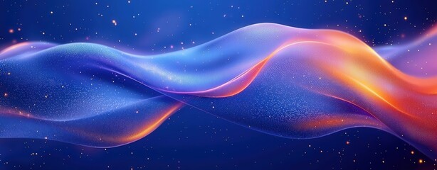 Obraz premium Abstract Cosmic Wave Blue and Orange Nebula
