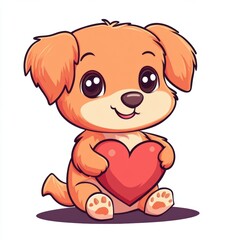 Obraz premium Cute dog with red heart for Valentine’s Day greeting card design
