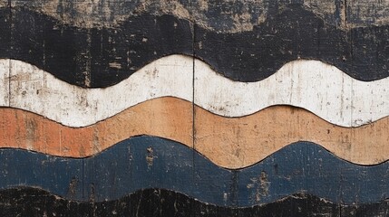 Naklejka premium Abstract wooden wall with wavy patterns in earthy tones