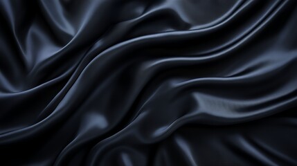 Dark Blue Silk Fabric Draped Softly Elegant