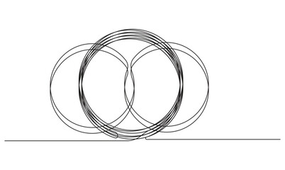 Scribble circle continuous single line drawing. Vector round sketch hand drawn scribble shape minimalist