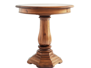 Elegant round wooden table with decorative base