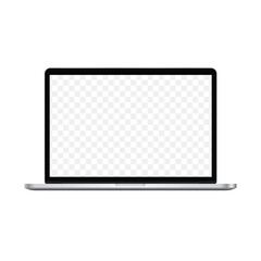 Laptop Computer Mockup. Notebook PC realistic vector illustration with transparent lcd