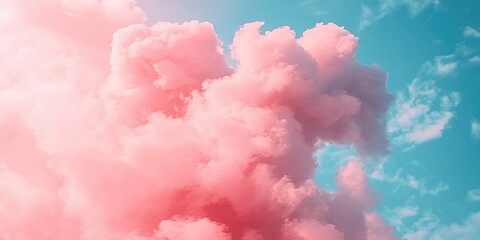 Fototapeta premium Soft pink clouds against a bright blue sky