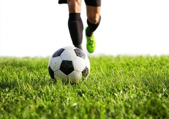 Soccer Player Running Towards Ball on Lush Green Field