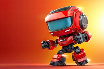 Cute robot isolated against solid background