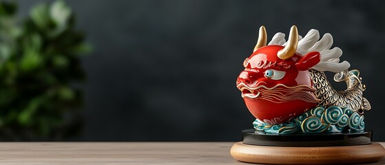 Vibrant and Detailed Zodiac Animal Sculpture on a Decorative Stand Symbolizing Traditional Asian Cultural Mythology and Artisanal Craftsmanship