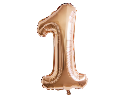 Balloon number one in shiny metallic design