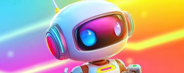 Fototapeta premium Cute robot isolated against solid background