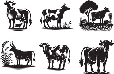 cow collection vector illustration