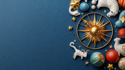 Vibrant and detailed zodiac wheel design featuring handpainted animal figures representing the astrological signs